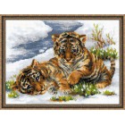 Тигрята в снегу Набор для вышивания Риолис