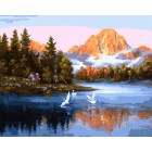Лебеди на озере Раскраска картина по номерам акриловыми красками на холсте