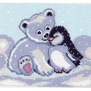 Мишка и пингвин Ткань с рисунком Матренин посад