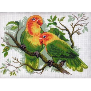 Попугаи неразлучники Ткань с рисунком Матренин посад
