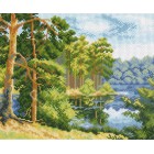 Озеро в лесу Ткань с рисунком Матренин посад