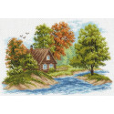 Пейзаж с домиком Канва с рисунком для вышивки Матренин посад