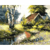 Маленький домик в лесу Раскраска картина по номерам акриловыми красками на холсте