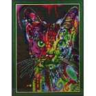 Схема выкладки Кошка Поп-арт Алмазная мозаика на подрамнике Цветной