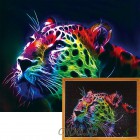 Неоновый леопард Алмазная мозаика на подрамнике Цветной