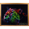 Неоновый леопард Алмазная мозаика на подрамнике Цветной