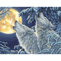 Волки в лунном свете Раскраска картина по номерам Dimensions