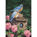 Синие птички в саду Раскраска картина по номерам Dimensions
