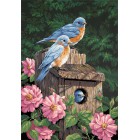 Синие птички в саду Раскраска картина по номерам акриловыми красками Dimensions
