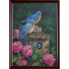 Синие птички в саду Раскраска картина по номерам акриловыми красками Dimensions - пример раскрашенной работы в рамке