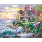 Дом у маяка на берегу Раскраска картина по номерам акриловыми красками Dimensions 