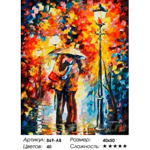 Поцелуй под дождем Раскраска ( картина ) по номерам акриловыми красками на холсте Белоснежка