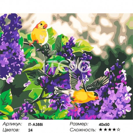 Количество цветов и сложность Сиреневый цвет Раскраска по номерам акриловыми красками на холсте Iteso