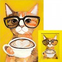 Кофе-котик Алмазная вышивка мозаика Гранни