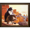 Готовая картина Коты на крыше Алмазная вышивка мозаика Гранни