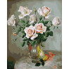 Розы в стеклянной вазе Раскраска картина по номерам акриловыми красками на холсте