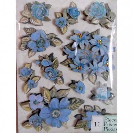 Цветы голубые Стикеры для скрапбукинга, кардмейкинга K&Company