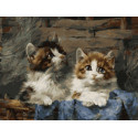 Котята в корзине Раскраска картина по номерам на холсте
