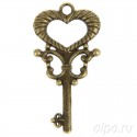 Ключ от сердца Подвеска металлическая для скрапбукинга, кардмейкинга