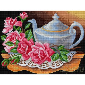 Чайник с розами Алмазная вышивка мозаика