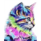 Разноцветная кошка Алмазная мозаика на подрамнике