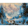 Зима в горах Картина по номерам на дереве