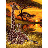 Жирафы на закате Раскраска картина по номерам на холсте