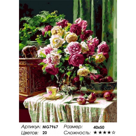 Количество цветов и сложность Гранатовое настроение Раскраска по номерам на холсте Menglei