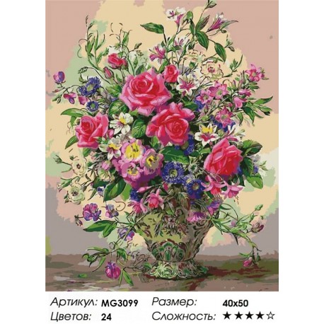 Количество цветов и сложность Утонченный букет Раскраска по номерам на холсте Menglei