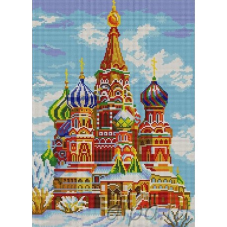 Храм Василия Блаженного Канва с рисунком для вышивки бисером Конек