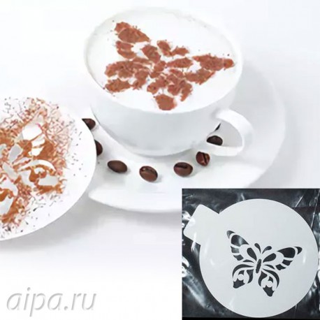 Бабочка ажурная Трафарет для кофе и десертов