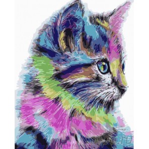 Разноцветный котенок Раскраска по номерам на холсте Menglei