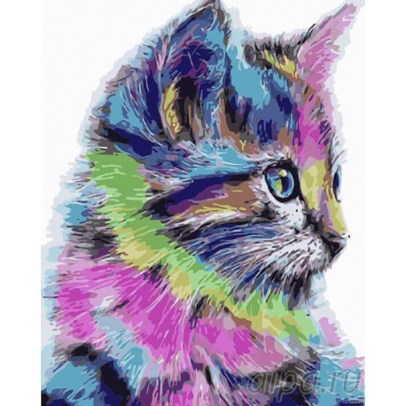 Разноцветный котенок Раскраска по номерам на холсте Menglei
