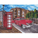 Авто у телефонной будки Раскраска картина по номерам на холсте Menglei