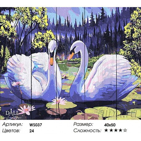 Количество цветов и сложность Лебединое озеро Картина по номерам на дереве Dali