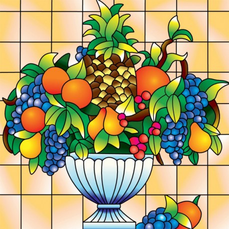 Ваза с фруктами Набор с рамкой для создания картины-витража Color Kit