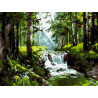 Пороги на лесной реке Раскраска картина по номерам на холсте