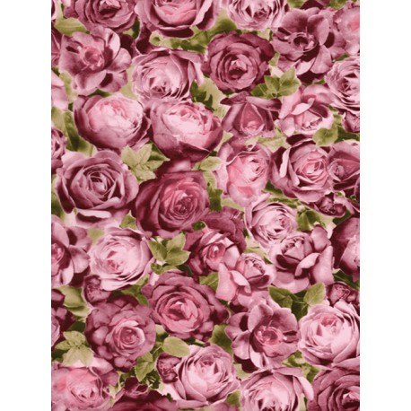 Розовые розы на мадженте Бумага для декопатча Decopatch