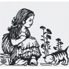 Девочка с котенком (графика) Набор для вышивания МП Студия
