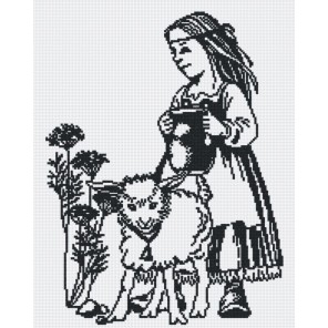 Девочка с ягненком (графика) Набор для вышивания МП Студия