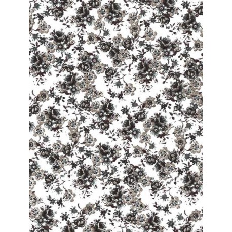 Цветочки черно-белые Бумага для декопатча Decopatch