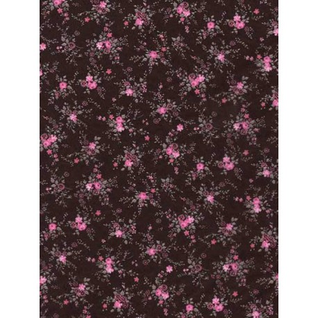 Розовые цветочки на черном Бумага для декопатча Decopatch