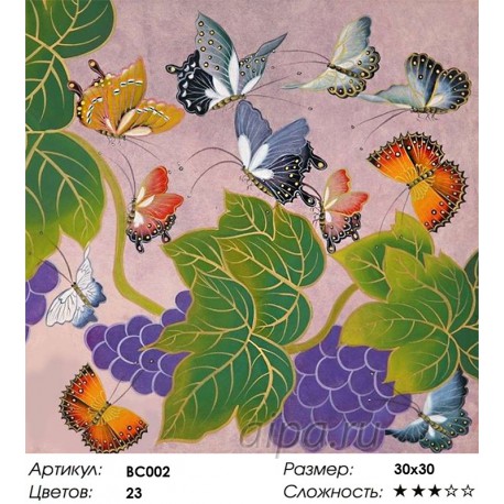 Сложность и количество красок Чудо бабочки Раскраска - открытка по номерам с декором Color Kit BC002