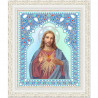 Пример оформления в рамке Святейшее Сердце Иисуса Канва с рисунком для вышивки бисером Конек 7104