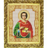 Пример оформления в рамке Святой Пантелеимон Канва с рисунком для вышивки бисером Конек 9121