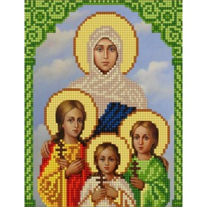 Пример оформления в рамке Святые Вера, Надежда, Любовь и София Канва с рисунком для вышивки бисером Конек 9181