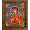 Пример оформления в рамке Богородица Семистрельная Канва с рисунком для вышивки бисером Конек 9211