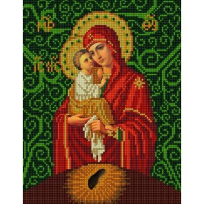 Пример оформления в рамке Богородица Почаевская Канва с рисунком для вышивки бисером Конек 9215