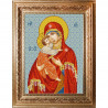 Пример оформления в рамке Богородица Владимирская Канва с рисунком для вышивки бисером Конек 9247