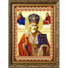 Пример оформления в рамке Святой Николай Мирликийский Канва с рисунком для вышивки бисером Конек 9256